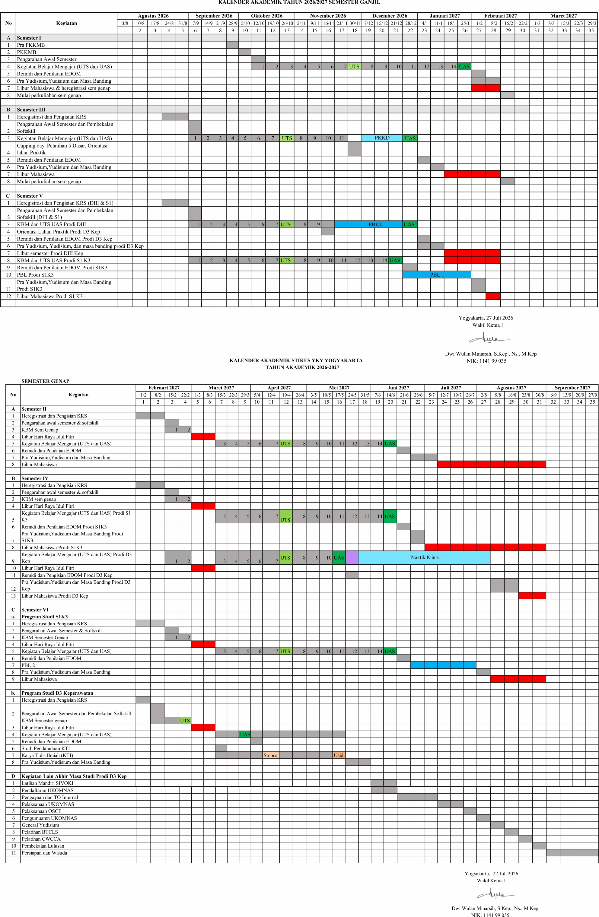 Kalender AKADEMIK 2026 2027